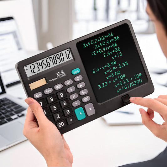 Calcolatrice portatile con tavoletta per scrivere